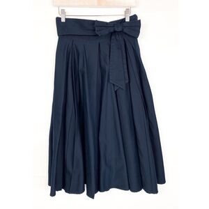 Pinup Couture Pleated 50s Bow Twirl Swing‎ Midi Skirt, Navy - Size S